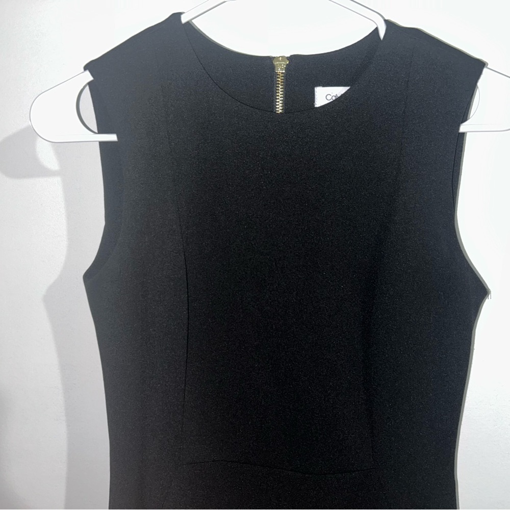Calvin Klein Black Midi Golden Zipper Dress